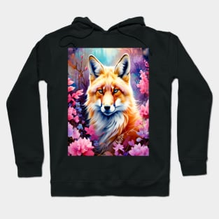 Red Fox with Flowers and Forests Hoodie